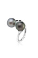 Сребърен пръстен с черни перли Таити