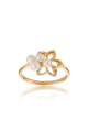 Златен пръстен цвете с бели перли