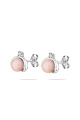 Сребърни обеци с розови перли и цирконий