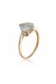 Златен пръстен сърце с син топаз и диаманти