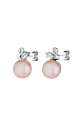 Сребърен комплект лебед с розови перли