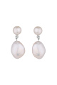 Сребърни обици с бели барокови перли
