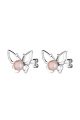 Сребърни обици пеперуди с розови перли