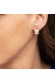 Сребърни обеци с позлата и цирконий