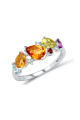 Сребърен пръстен с 5 вида цветни камъка