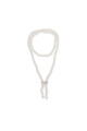 Огърлица с бели перли със закопчалка панделка, 80 см