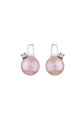 Сребърни обици английско закопчаване с розови перли