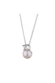 Сребърно колие с розова перла и цирконий