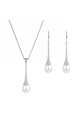Сребърен комплект с бели перли
