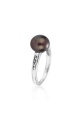 Сребърен пръстен с черна перла