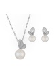 Сребърен комплект с бели перли
