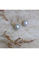 Златни обеци от 18К със сиви перли Акоя